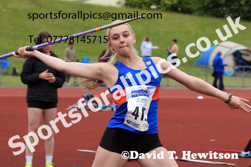 Womens under-20s javelin, 2022 Northern Senior and Under-20 Champs., Wavertree Athletics Centre, Liverpool. Photo: David T. Hewitson/Sports for All Pics